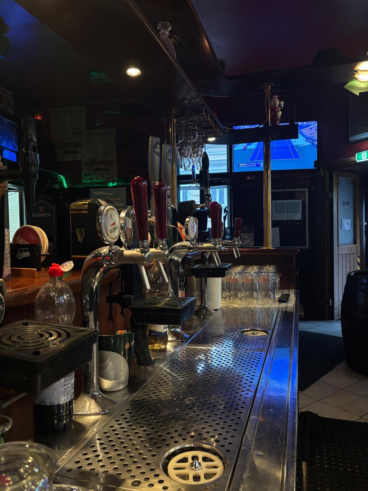 Beer taps at the bar